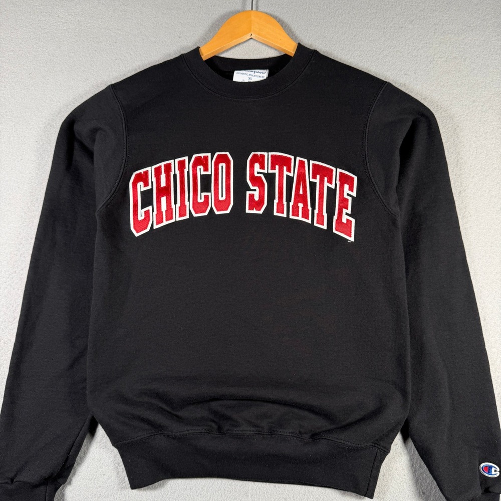Champion Chico State Mens XS Black Crewneck Sweatshirt Authentic Athleticwear